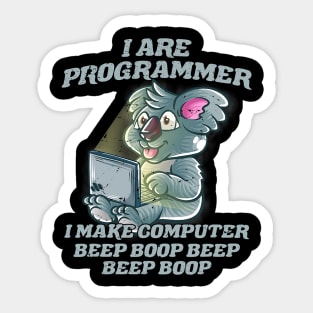 I Are Programmer Introvert IT Nerd Koala Bear Geek Coding Sticker